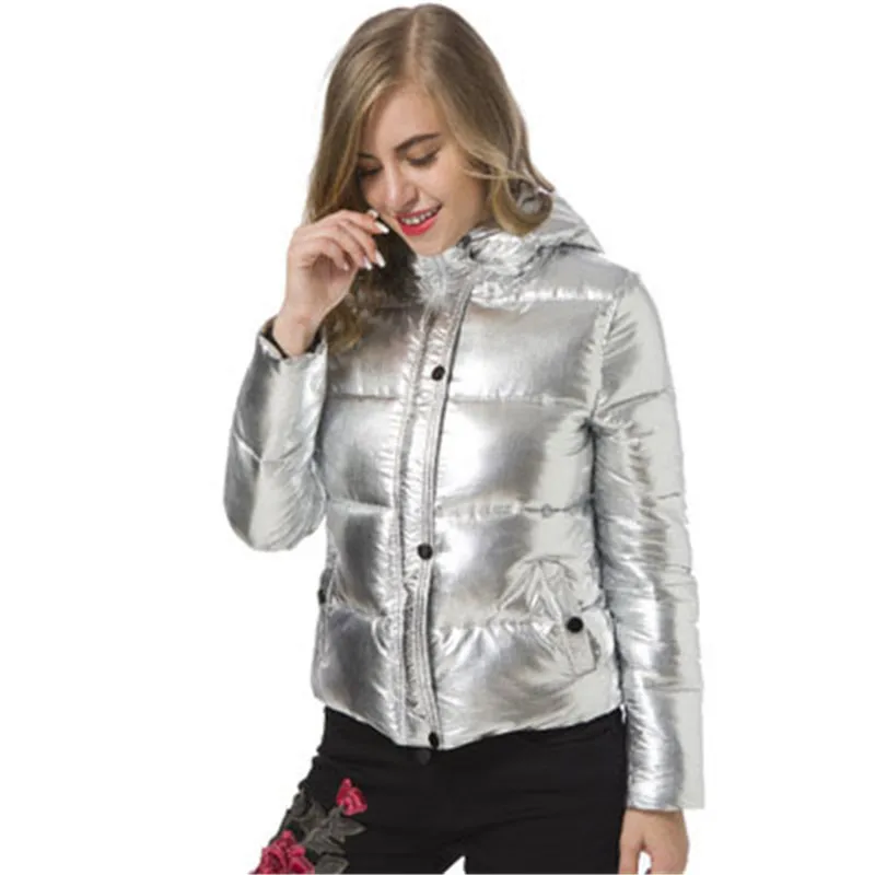 Couleur Automne Grande Hiver Femmes Le Capuchon De Vers Tendance Argent Dames Bas Métal Taille White À Nouvelle Spot 2018 Silver Coton Sauvage Mode Manteau vdY5wvq