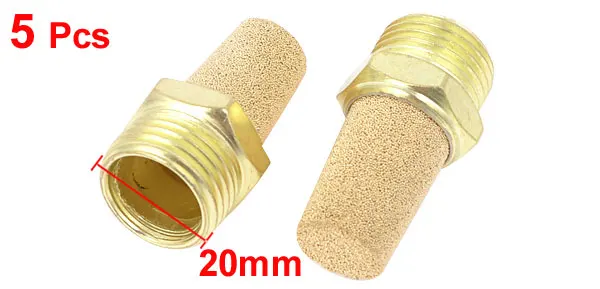 5 Pcs Brass 1/2PT Male Thread Noise Reducing Pneumatic Muffler Silencer Filter