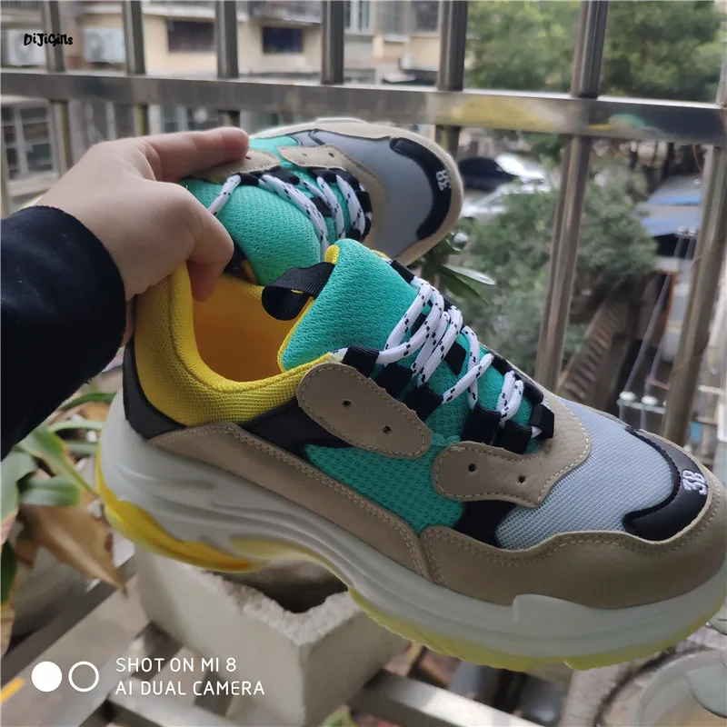 

2019 Spring autumn fashion men vintage shoes Suede leather platform shoes men sneakers white Trainers femme tenis masculino