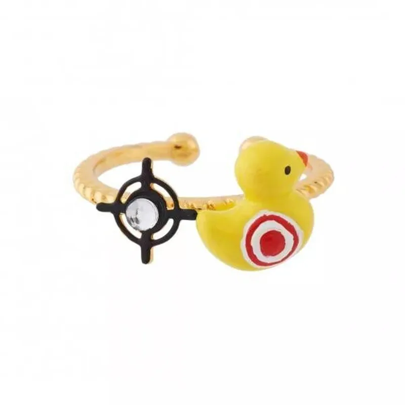 

2018 Amybaby Handmade Designer Enamel Glaze Lovely Little Yellow Duck Womens Adjustablez Ring Jewelry For Party