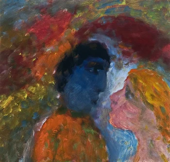 

Handmade painting look at each other on oil canvas for living room decor and wallpaper, gallery