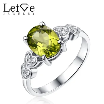 

Leige Jewelry 925 Sterling Silver Real Peridot Ring Natural Gemstone August Birthstone Rings with Stones for Women Fine Jewelry