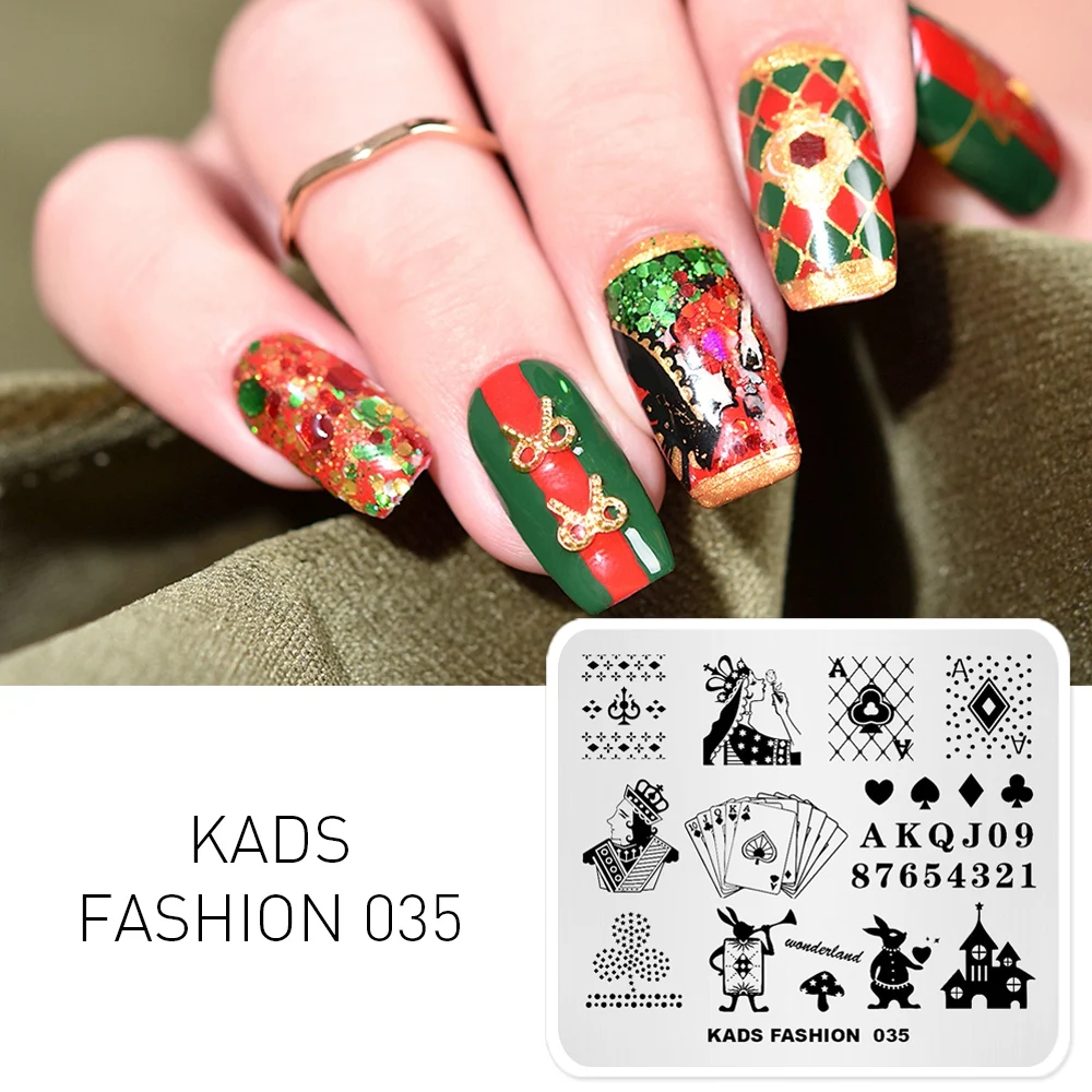 

KADS 1PC FASHION Poker design Nail Stamping Plates Nail Art Stamp Stamping Template Image Plate Stencils Nail Stamping