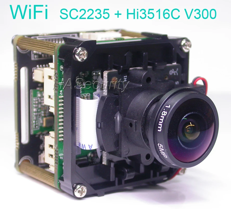 WiFi H.265 / H.264 Объектив рыбий глаз 1/2.7 &quotSmartSens SC2235 CMOS + Hi3516C V300 камера видеонаблюдения