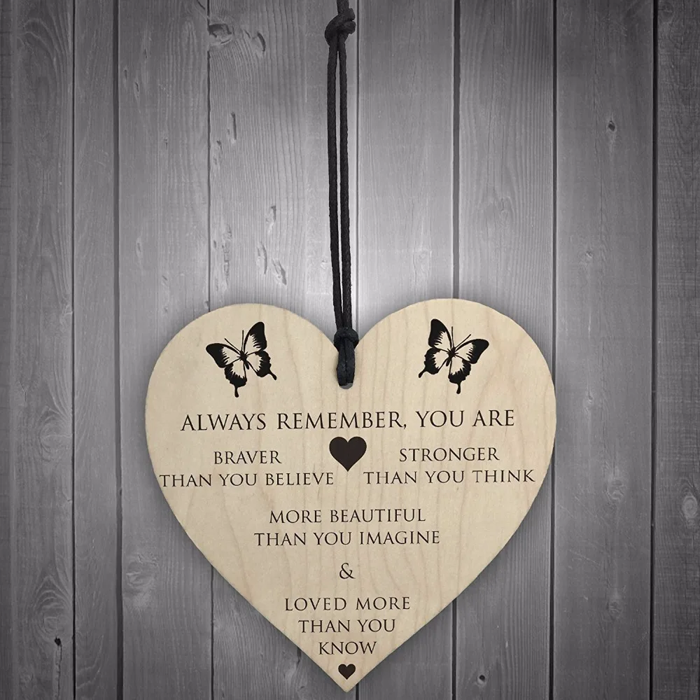 You Are Braver Stronger Smarter & Beautiful Wooden Hanging Heart Friends Plaque 