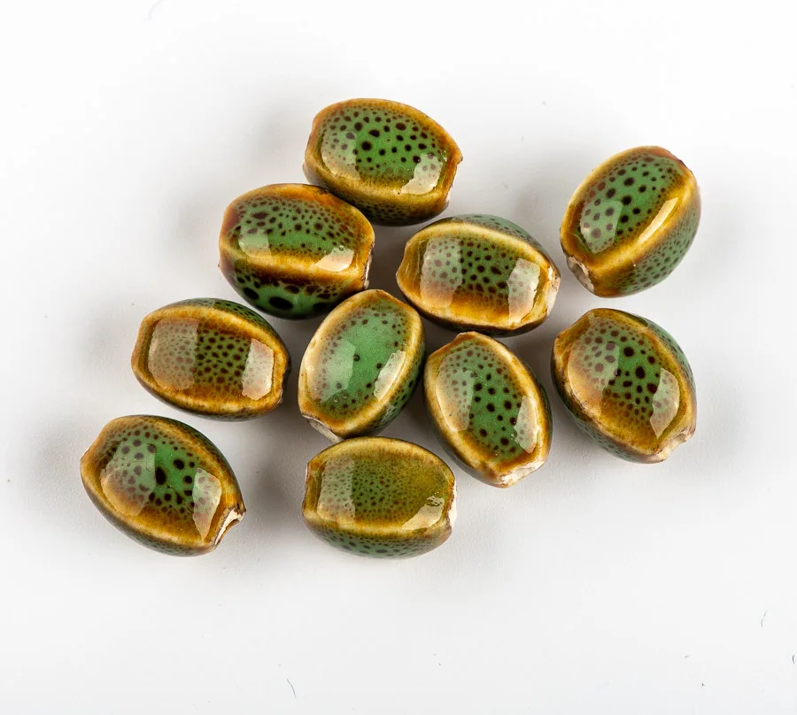 

Green Ceramic DIY Beads Unique Shape Scattered Beads Colorfull glaze bead #A222B