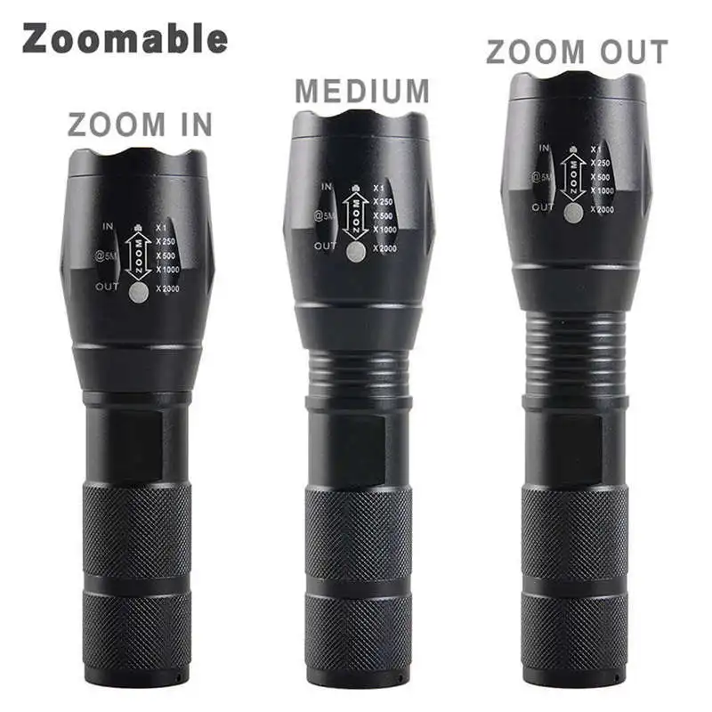 

T6 led flashlight 18650 Tactical Flashlight LED Zoom Military Torch powerful led flashlight rechargeable lanterna bike #4A24