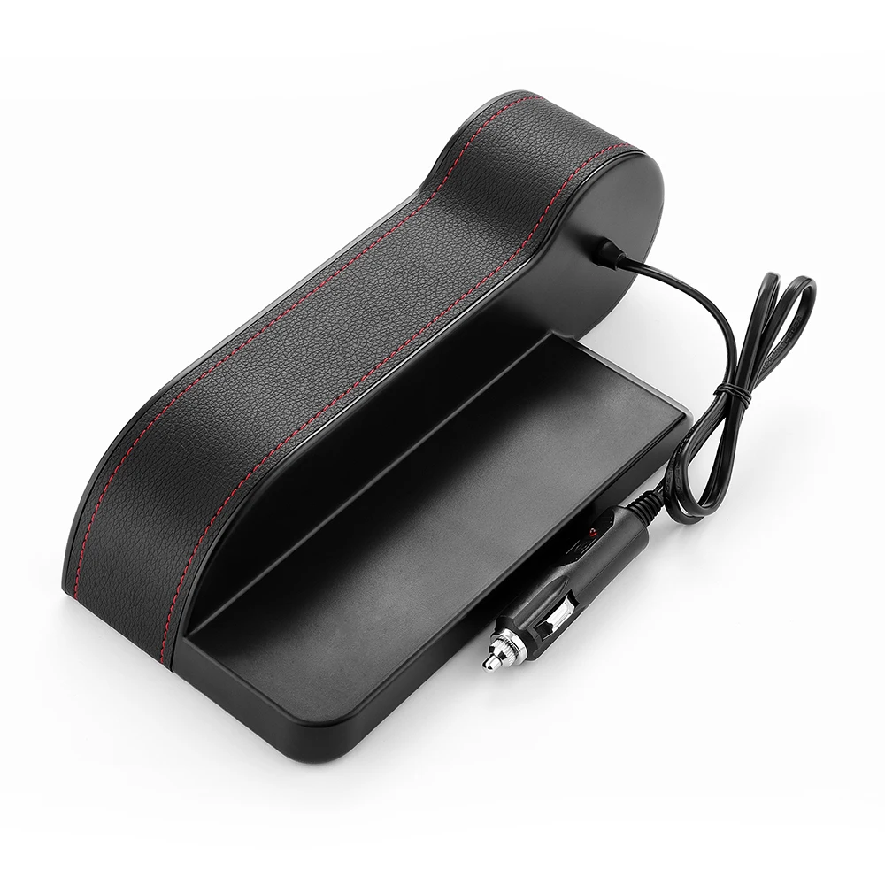 Auto Console Seat Gap Pocket Filler with 2 USB Ports and Coin Holder for Cellphones Wallet Coin Key Car Seat Side Pocket Gap Organizer Black
