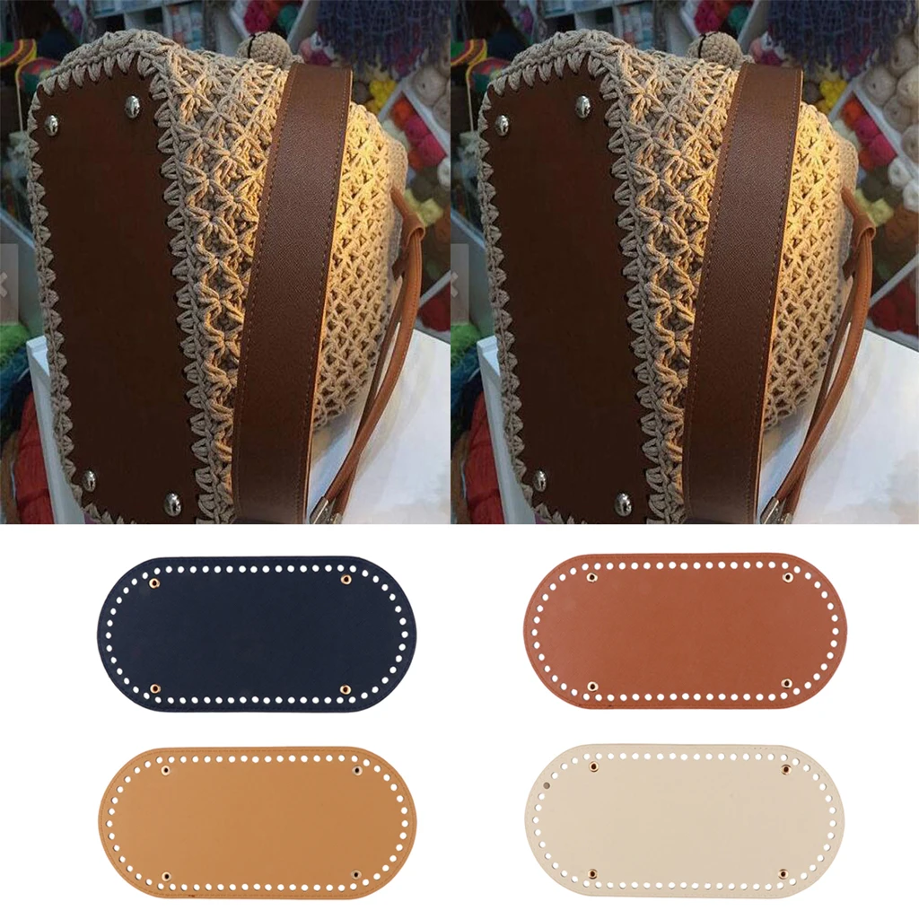 4Pcs 60 Holes PU Leather Bag Pad Shaper Tote Bottom Insert for Hand-woven Bag Accessories Replacement