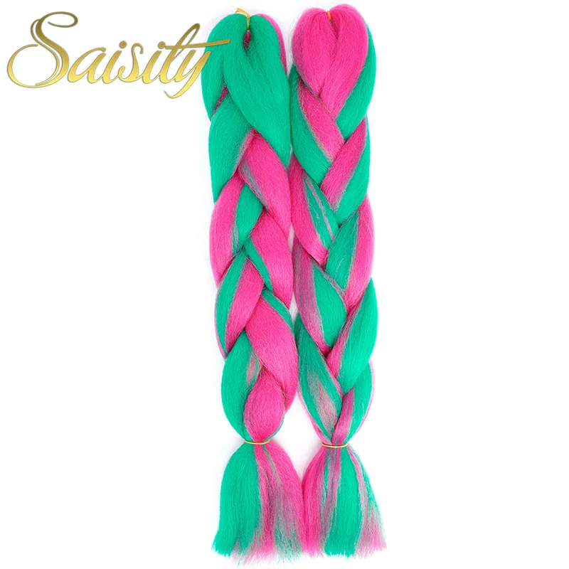 Saisity Synthetic Crochet Hair Extensions Jumbo Braids Purple Pink Blue Red Blend Color Braiding Hair - Цвет: Естественный цвет