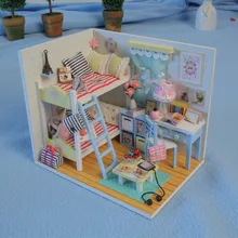 D014 кукольный домик миниатюрные спальни миниатюры для кукольных домиков miniatura с мебель и свет