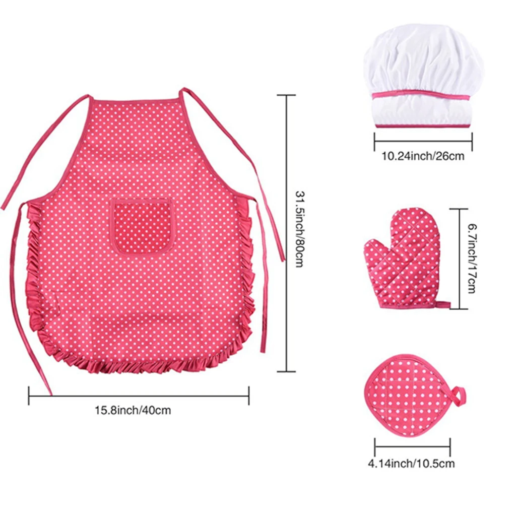 11pcs Kitchen Cooking Set Chef Apron Cap Glove Props, Whisk Cake Molds Tools Kit Toy Kids Development Educational Pretend Play