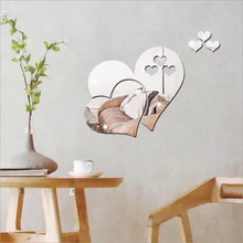 Креативная 3D Зеркальная Наклейка на стену с сердечками DIY для дома, гостиной, художественная Фреска, декор для ванной комнаты, украшение для дома
