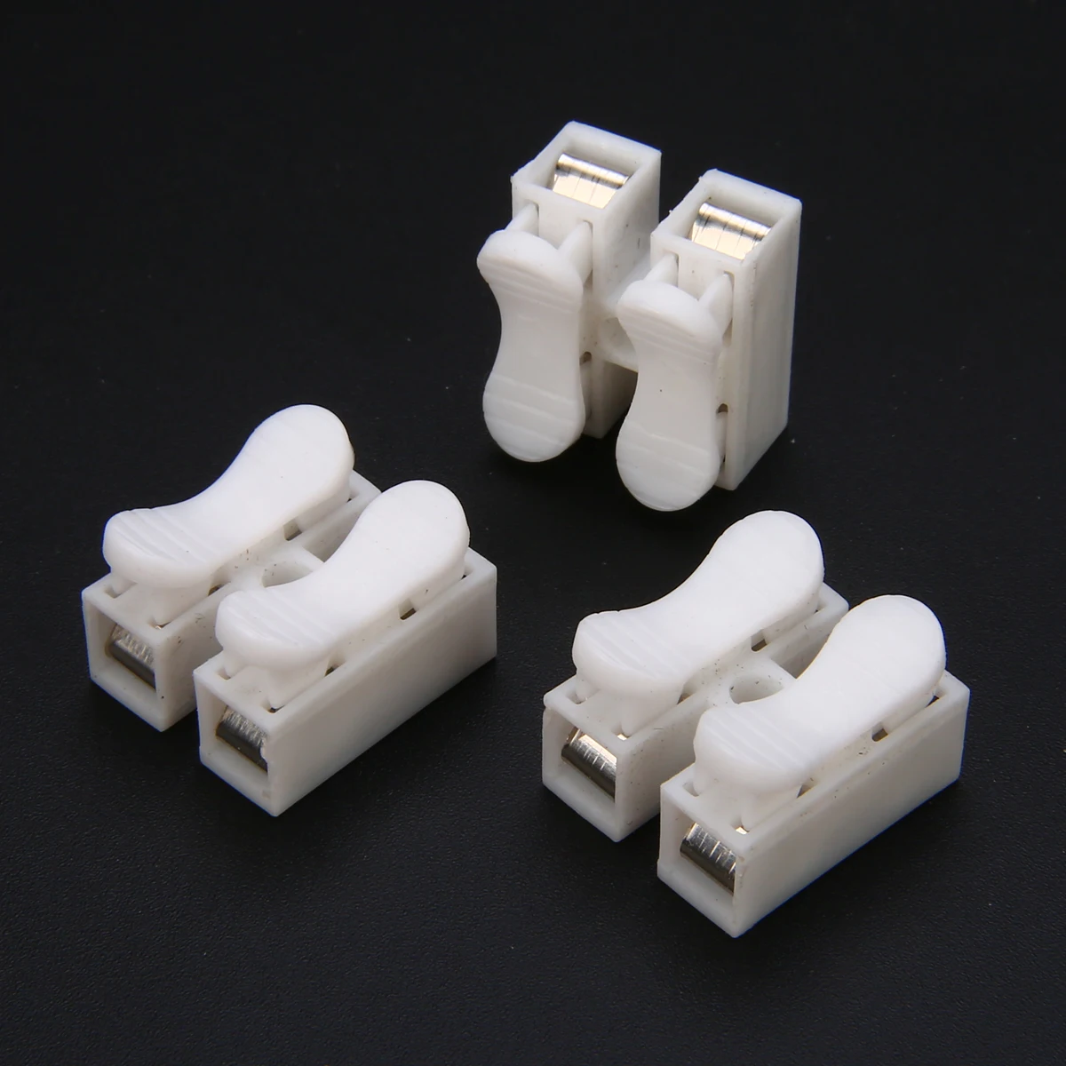 30pcs White Quick Splice Lock Wire Terminals Connectors No Solding Welding Quick 2Pins CH2 Electrical Cable Clamp Terminals