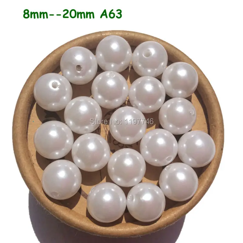 

Round Imitation Pearl Pure White Acrylic Chunky Loose ABS Beads for Jewelry Making A63 6mm 10mm 12mm To 20mm 23mm 25mm 30mm