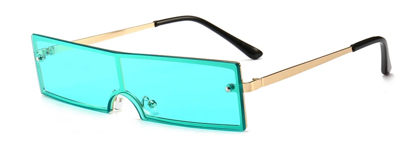 Peekaboo маленькие узкие прямоугольные солнцезащитные очки мужские черные цельные Квадратные Солнцезащитные очки в металлической оправе для женщин Ретро красное золото - Цвет линз: gold with green