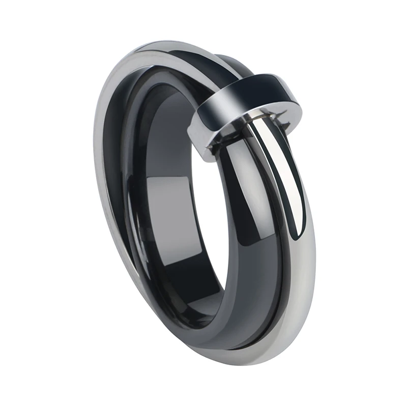 Elegant Women Men Rings Stainless Steel Men Rings With Never Fade Healthy Ceramic Jewelry