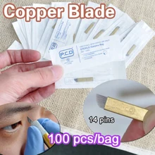 100 шт. татуаж руководство иглы Лезвия 14 иглы PCD иглы лезвие для бровей татуировки лезвие