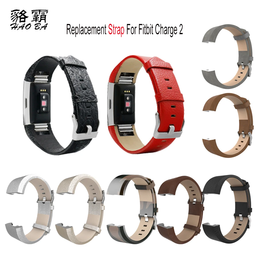 Genuine Leather Strap Replacement for Fitbit Charge 2 Band Wristband