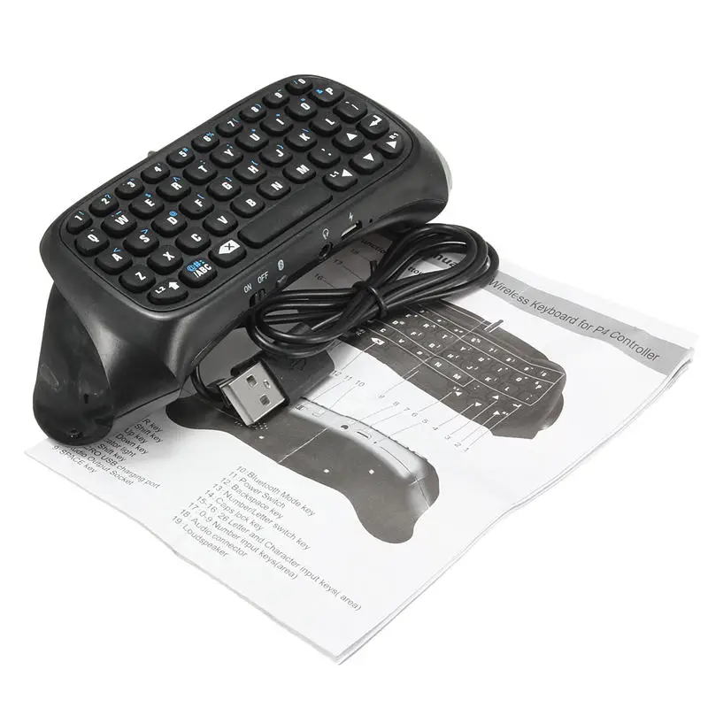 Wireless Bluetooth Keyboard Accessory Adapter for Sony PS4 Controller