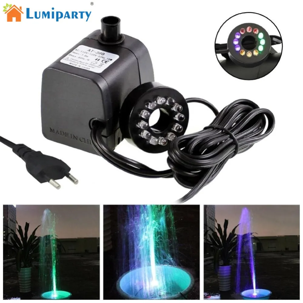 

LumiParty Submersible Water Pump with LED Light for Aquariums KOI Fish Pond Fountain Waterfall jk25