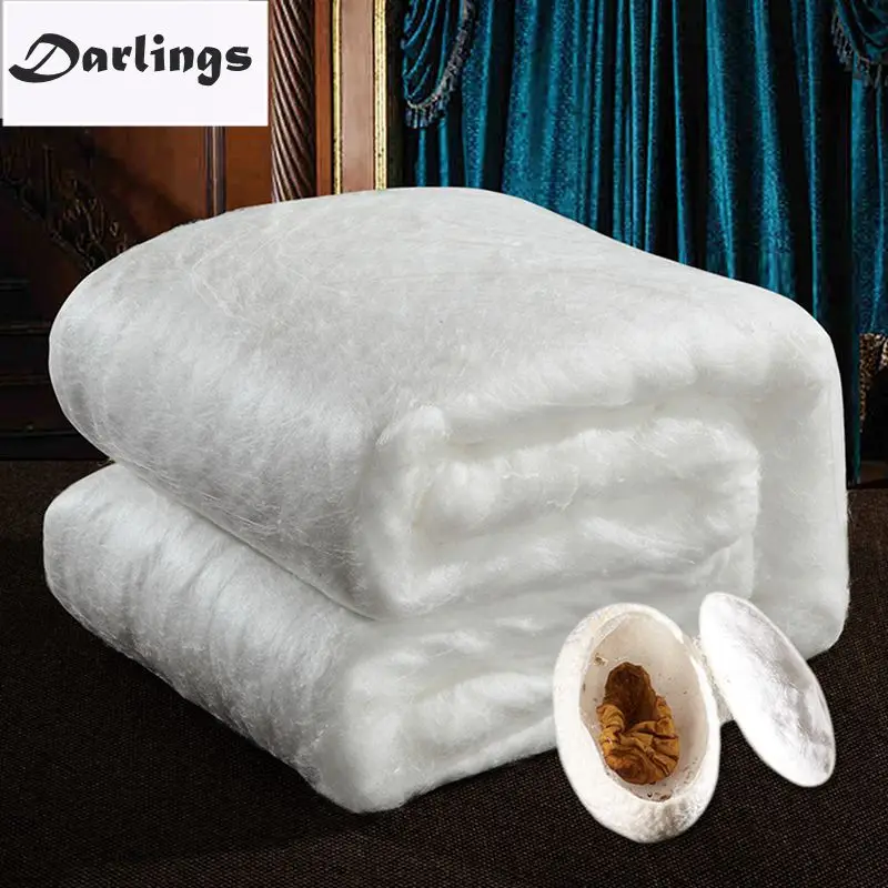 100Mulberry Silk Quilt 100Cotton Duvet Cover Quality Handmade Winter