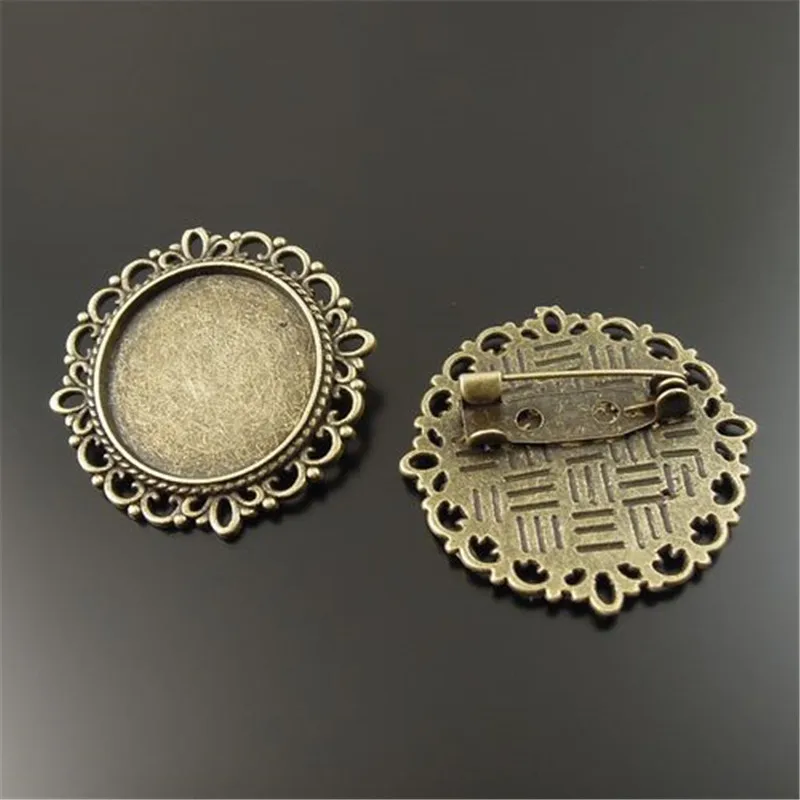 

12pcs/pack Vintage Brooches Antique Style Bronze Tone Zinc Alloy Cameo Base Tray Setting Brooch Pin 32*32*2mm Jewelry Fine 33087