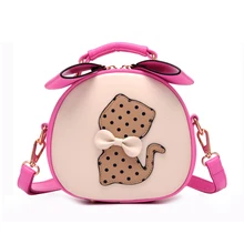 Лук-узел cat печати сумка crossbody сумка круг кожаные сумки женщины с меховой шар женская сумка