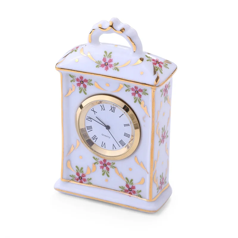 TUDA Free Shipping 2 Inch Ceramic Mini Table Clock Crafts Ornaments