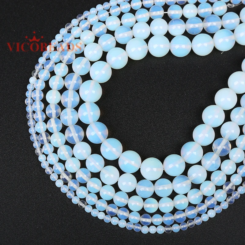 

Natural Stone White Opal Beads Opalite Quartz 4 6 8 10 12MM Fit Diy Make Up Charms Beading Beads For Jewelry Making Accessories