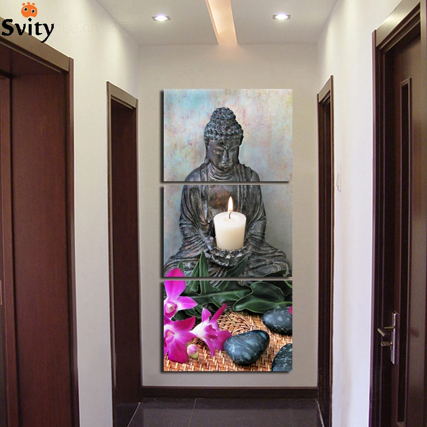 

3 Panels Abstract Printed Buddhism Buddha Oil Painting Picture Cuadros Decoration Canvas Art For Bed Room Unframed FX039