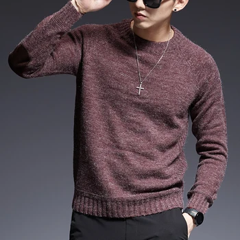 

2020 New Fashion Brand Sweater Mens Pullover Solid Color Slim Fit Jumpers Knitting Thick Autumn Korean Style Casual Mens Clothes