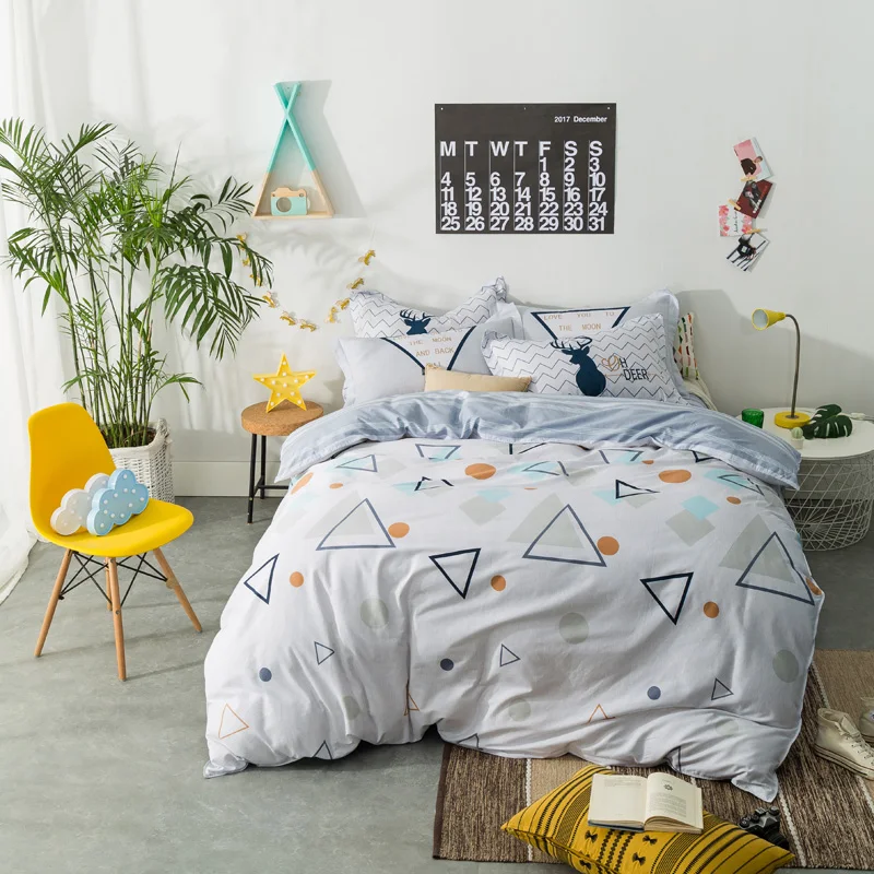 

Fashion style geometry print bedding sets Twin Single Queen size 100%cotton duvet cover bedsheet pillowcase