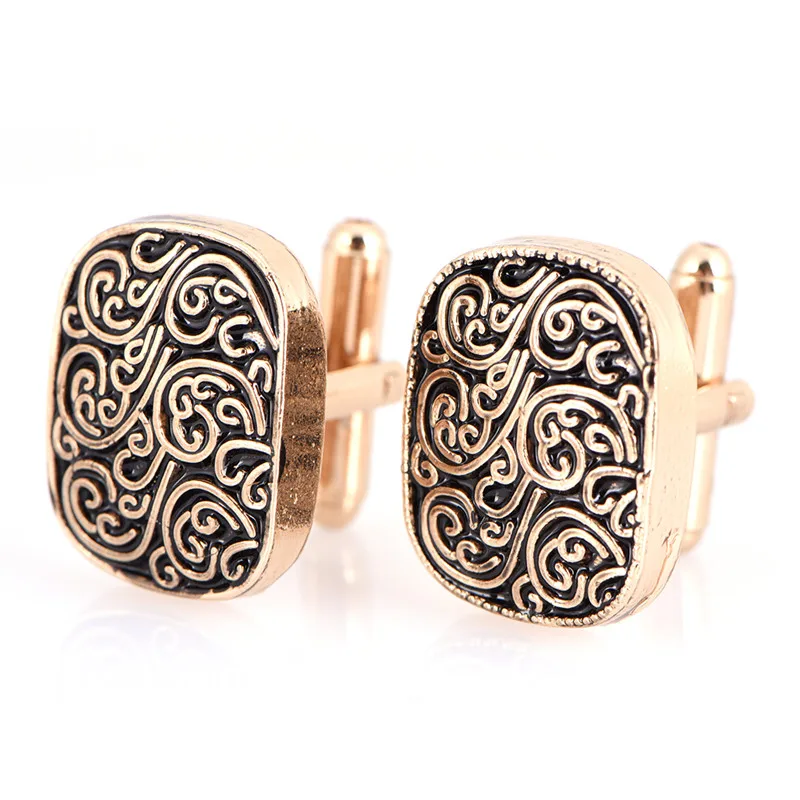 1 Pair Cufflink Link Gold Black Fashion Enamel Metal Cufflink Cuff 2cm