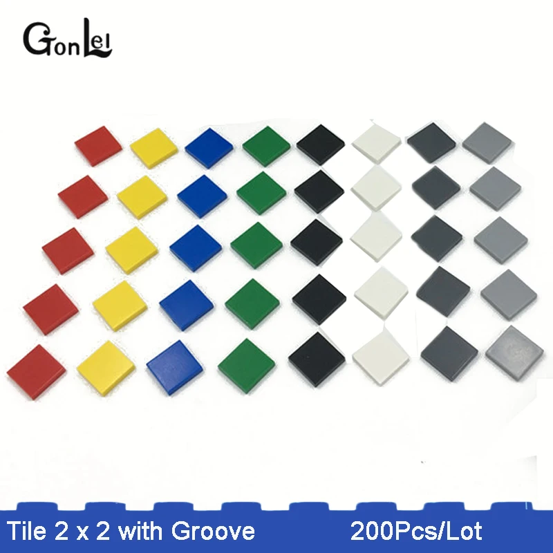 

200Pcs/lot MOC Brick Tiles 2 x 2 with Groove Building Blocks Parts DIY Educational Creative Toys Compatible with legoes gift