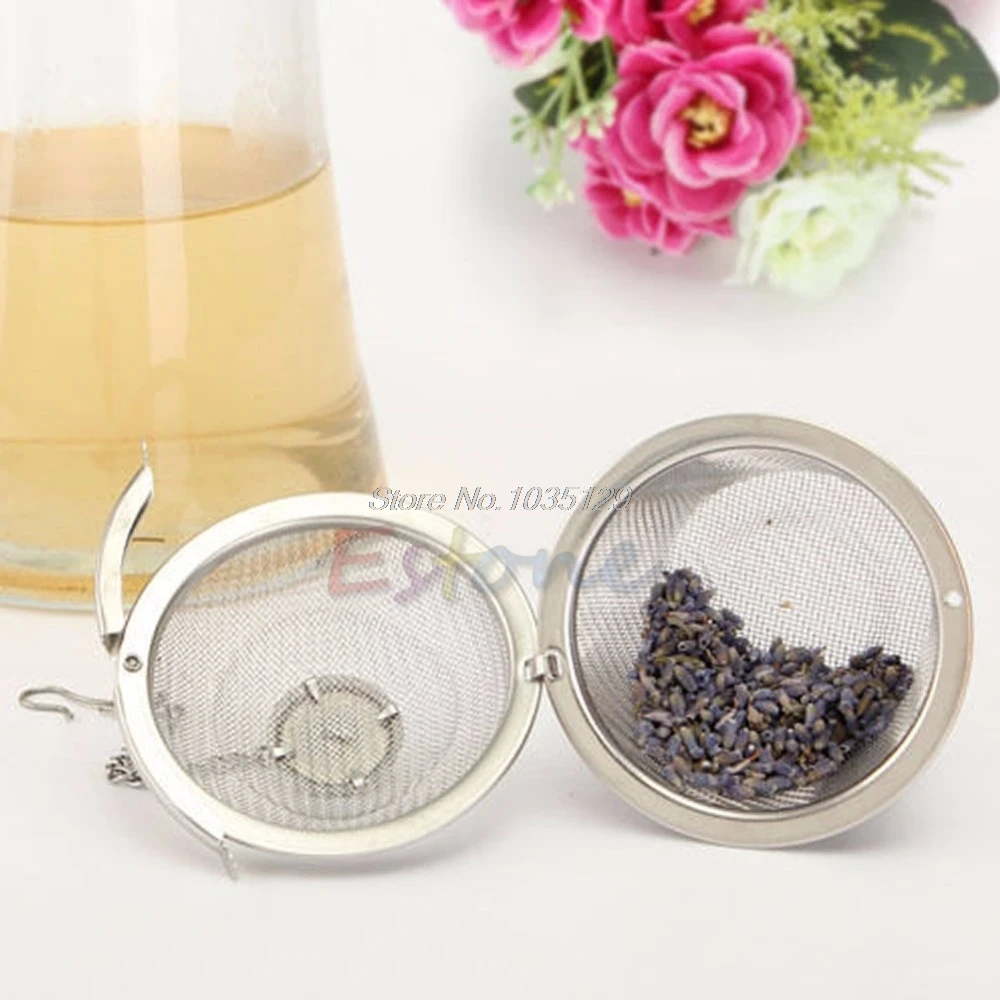 

OOTDTY Practical Stainless Steel Sphere Locking Spice Herbal Mesh Balls Tea Ball Strainer Mesh Infuser Tea Filter Infusor