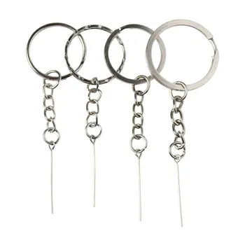 

100PCS Metal aperture emboss 2.5cm 3cm key ring keychain with short chain hang nine word pin key ring men and women DIY jewelry