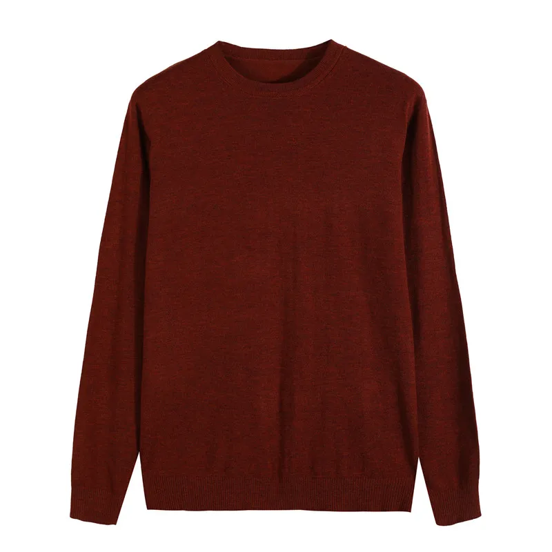 Новинка осени, Мужской Повседневный свитер, деловой стиль, круглый вырез, тонкий однотонный джемпер, пуловер, свитер, брендовая одежда - Цвет: Rust Red