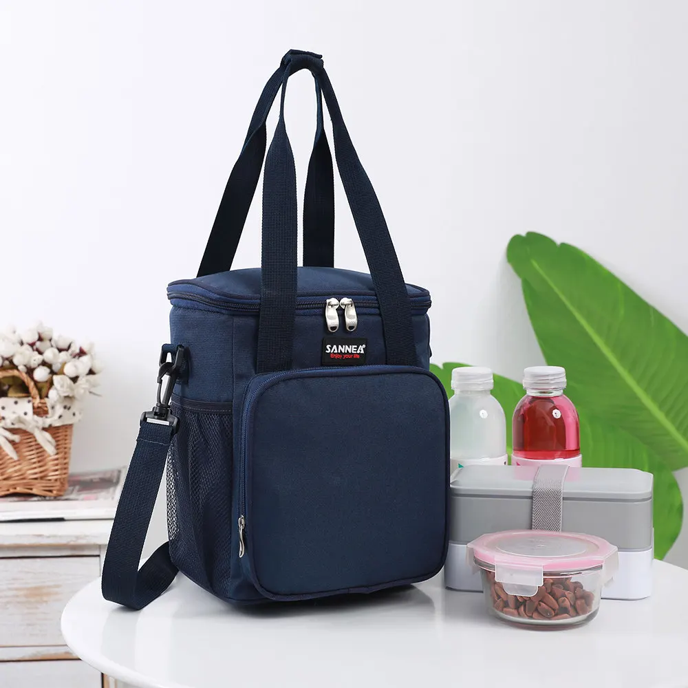 SANNE 9L дизайн Модная матовая ткань портативный многофункциональный Термосумка для обедов еда Изолированные сумки для обедов, Термосумка ланч бокс - Цвет: Nevy blue