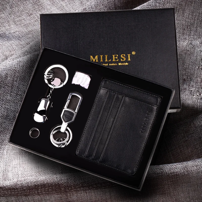 Milesi New 2017 Brand Men Keychain & Card Holder Gift Set Key Chain Key