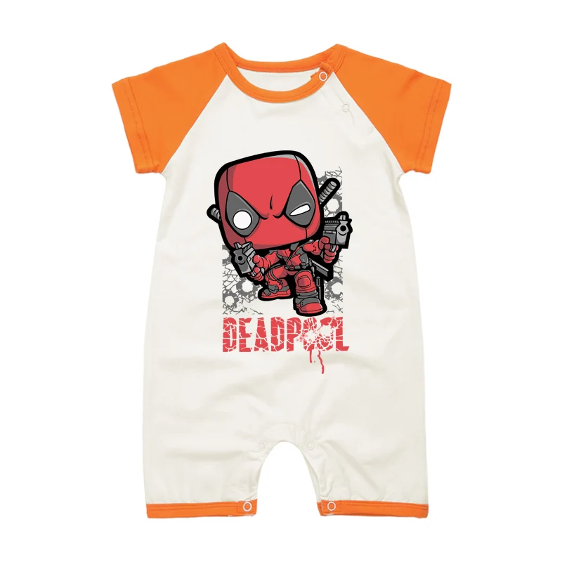 2017 الأطفال deadpool ازياء المطبوعة الوليد الطفل قطعة واحدة السروال القصير طفل الفتيان الفتيات ملابس الصيف الرضع حللا