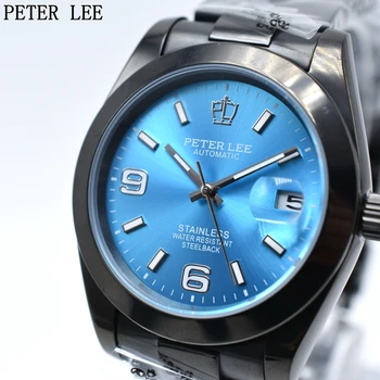

PETER LEE Dial 38mm Mens Watches Top Brand Luxury Classic Automatic Mechanical Watch Bracelet Male Clocks Men Dress Wristwatch