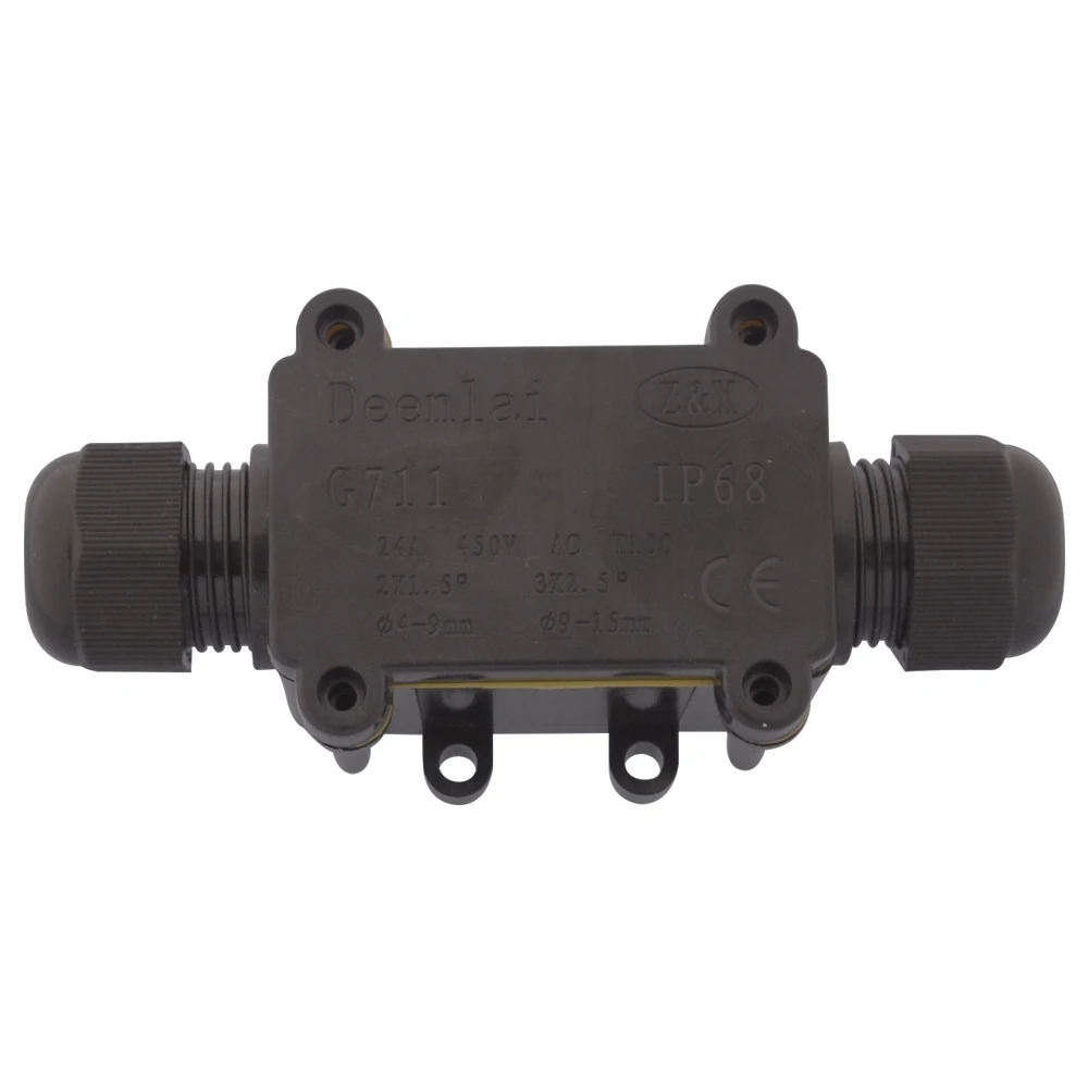 Black IP68 Waterproof Rating Plastic Cable Junction Box for Model M686-2+PA9-3P