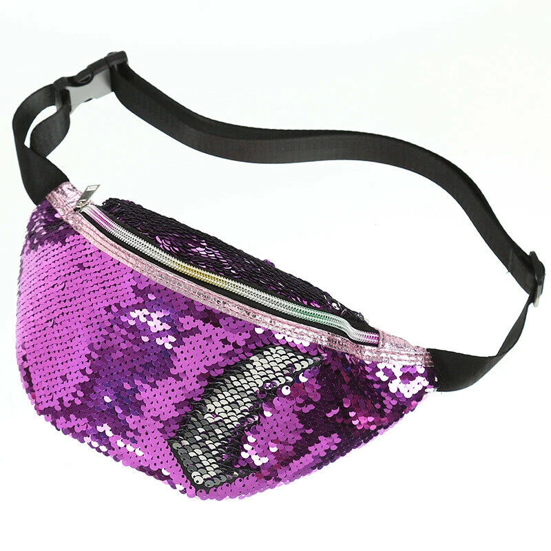 

Fashion Sequins Waist Bags Women Belt Bags Fanny Packs Bum Bag Phone Zipper Waist Pouch 2019 New