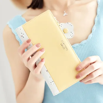 

Brand Wallet Women Long Design Purse New INS Simple Fashion Ultra-thin Fold Clutch Female Flower Card holder
