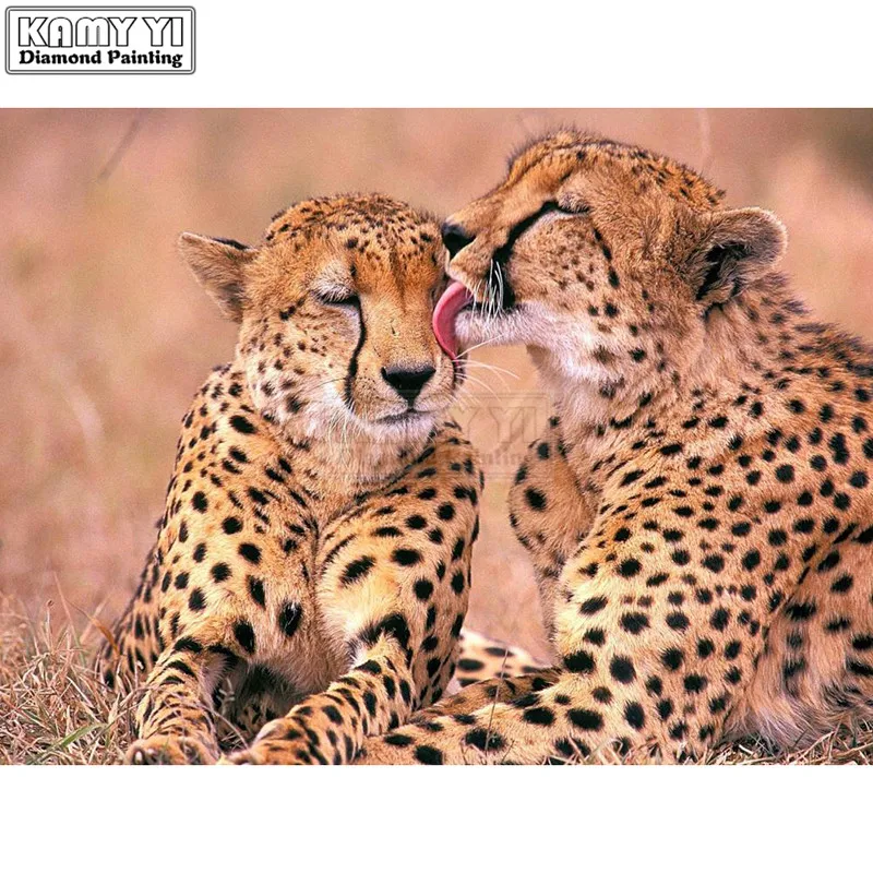 

New Full Drill Embroidery Two Cheetah Diy Diamond Painting 5d Mosaic for Square Diamonds Rhinestone Cross Stitch Leopard LK1