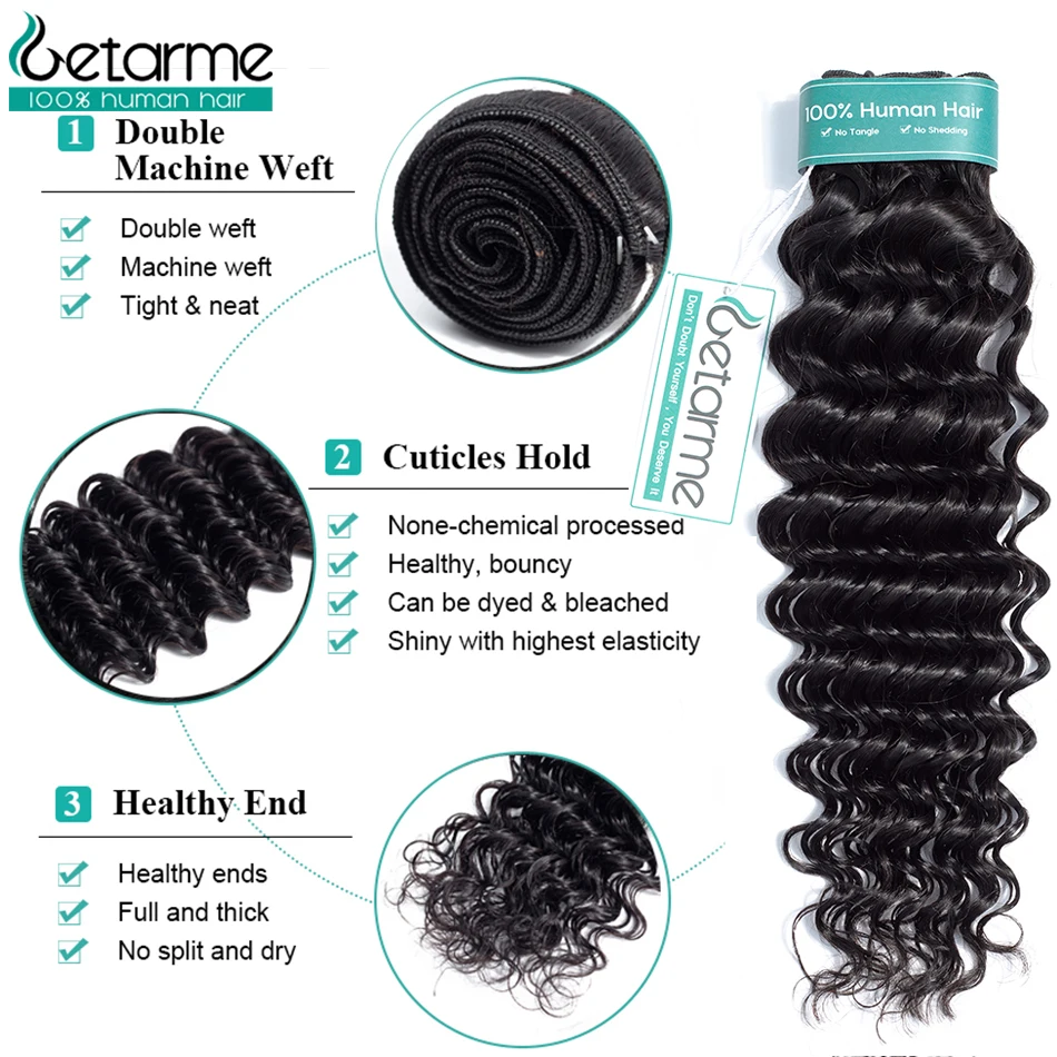 Getarme Malaysian Deep Wave 13x4 Lace Frontal with Bundles Non Remy Human Hair Bundles With Closure Natural Color
