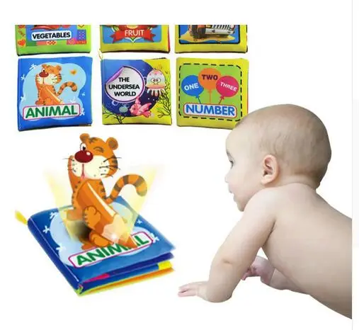 

Baby Toys 0-12 Months Intelligence Development Cloth Book Soft Rattles Unfolding Activity Books Cute Animals Kids Toys