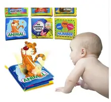 Brinquedos do bebê 0-12 Meses Chocalhos Desenvolvimento da Inteligência Livro de Pano Macio Atividade Desdobramento Livros Animais Bonitos Crianças Brinquedos