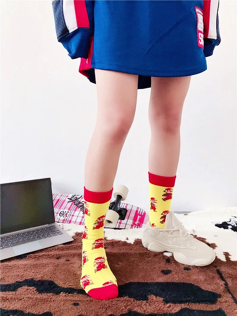 Neue-Baumwolle-m-nner-frauen-Crew-Socken-Lustige-Harajuku-Nette-Neuheit-Cartoon-sloth-Super-Mario-Weihnachten(20)